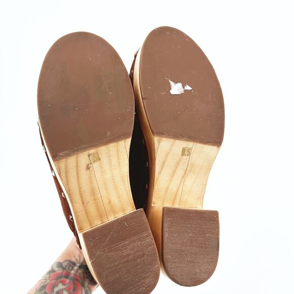 Steve Madden Brooklyn Platform Suede Leather Clogs 8.5M Boho Hippie Festival - Picture 9 of 9